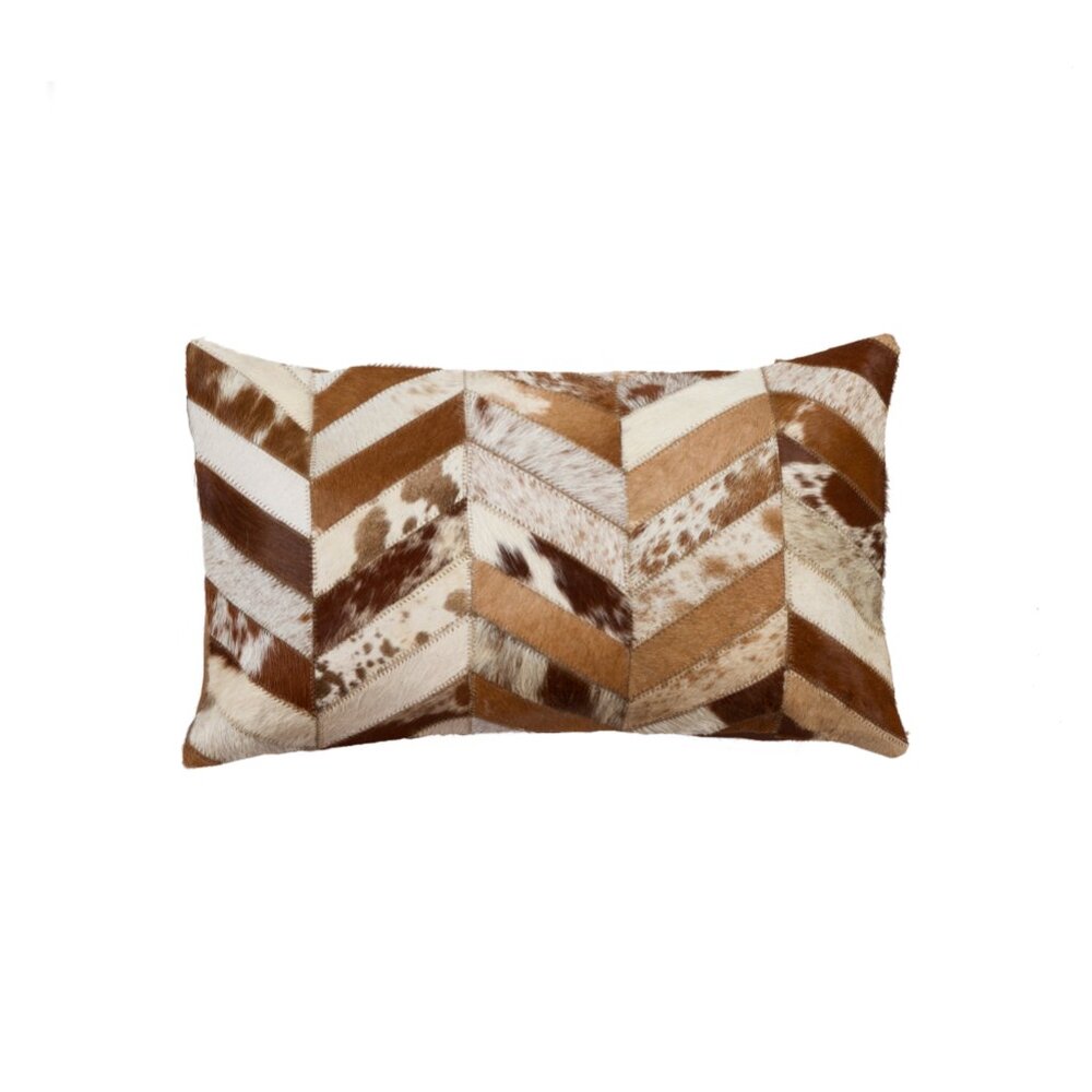 Natural Home Decor Torino Chevron Cowhide Pillow | 1-Piece | Brown & natural